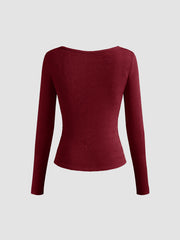 Jersey Cowl Neck Solid Ruched Long Sleeve Top