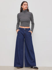 Cider Denim Mid Rise Solid Pocket Baggy Jeans