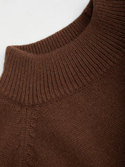 Knit Wool-blend High Neck Solid Long Sleeve Crop Sweater