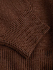 Knit Wool-blend High Neck Solid Long Sleeve Crop Sweater