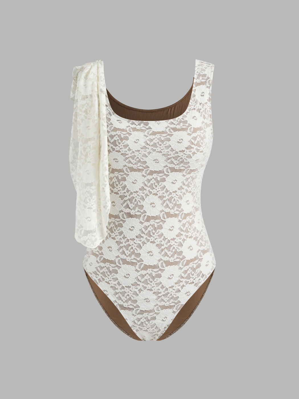 Lace Square Neck Knotted Bodysuit