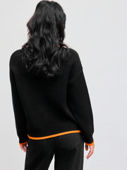 Knitted Round Neckline Pumpkin Ghost Contrasting Binding Long Sleeve Top