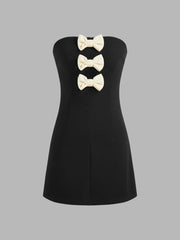 Tube Bowknot Zipper Mini Dress