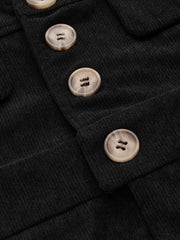 Corduroy Scoop Neckline Solid Button Pocket Jumpsuit