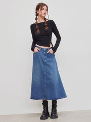 Boat Neck Solid Button Long Sleeve Crop Top