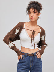 Tie Front Star Pattern Shrug