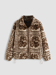 Printed Fleece Zip Front Jacket