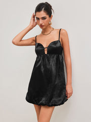 Satin Sweetheart Texture Cut Out Backless Mini Dress