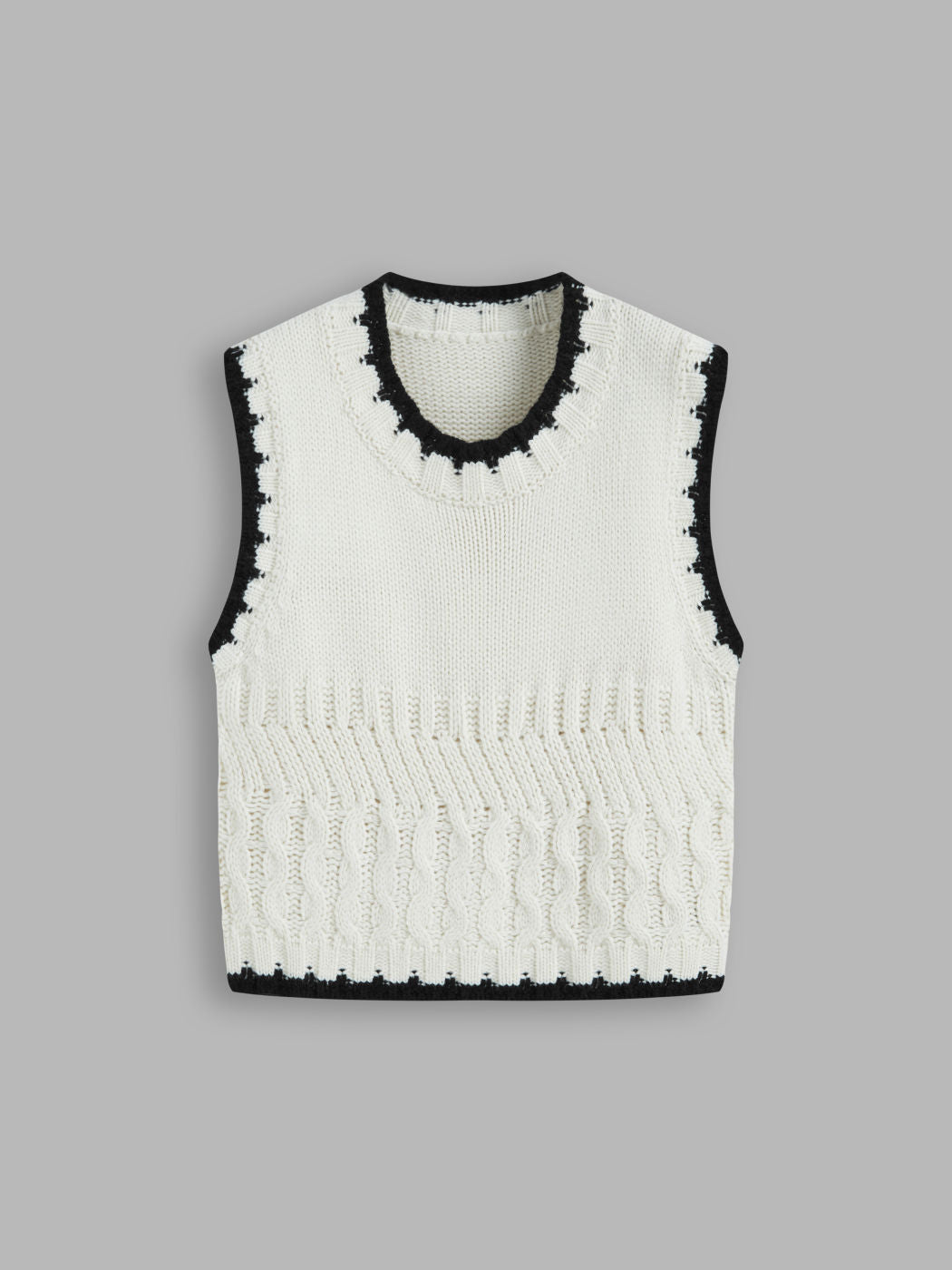 Knit Round Neckline Contrasting Binding Tank Top