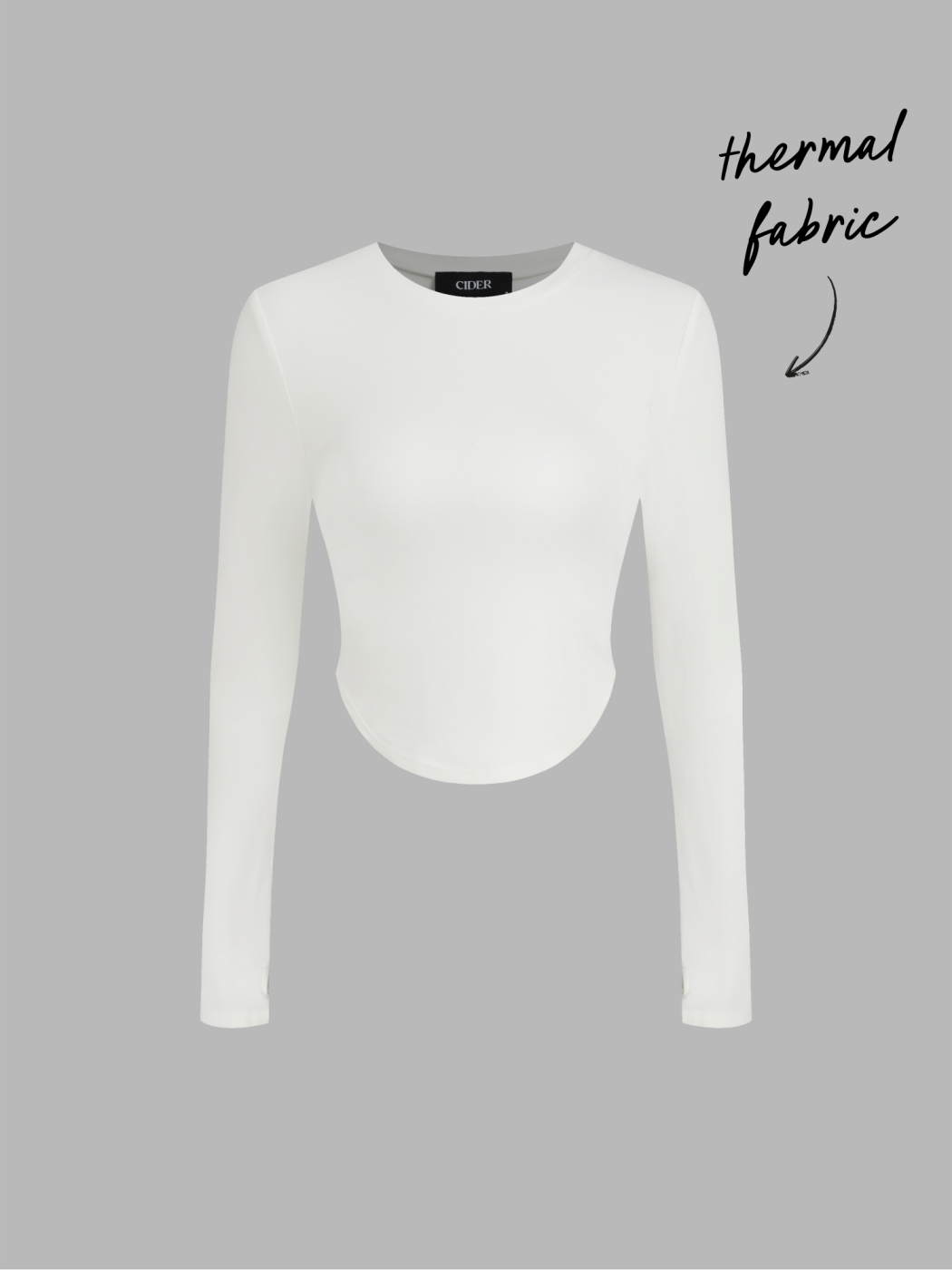 Thermal Cotton-blend Round Neckline Solid Long Sleeve Tee