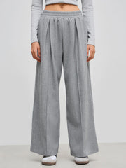 Mid Rise Solid Pocket Wide Leg Trousers
