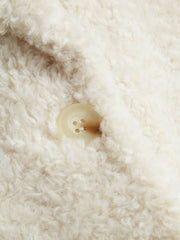 Fleece Collar Solid Button Oversized Jacket