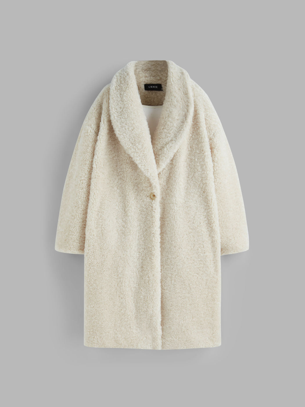 Fleece Collar Solid Button Oversized Jacket