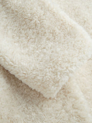 Fleece Collar Solid Button Oversized Jacket