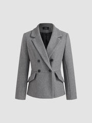 Wool-look Notched Collar Blazer