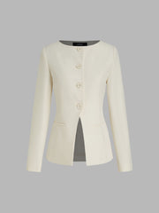 Boat Neck Split Blazer