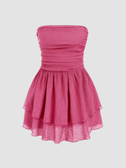 Tube Ruched Ruffle Mini Dress
