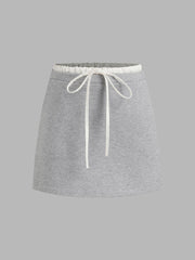 Terry High Rise Knotted Mini Skirt