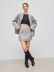 Wool-look Mid Rise Mini Skirt