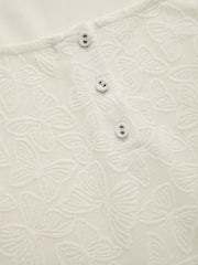 Butterfly Texture Cropped Long Sleeve Top