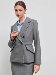 Wool-look Notched Collar Blazer