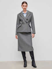 Wool-look Notched Collar Blazer