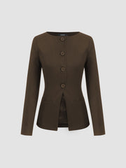 Boat Neck Split Blazer