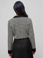 Houndstooth Contrast Cropped Jacket