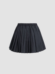 Mid Rise Drawstring Pleated Mini Skirt