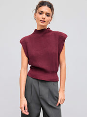 Solid High Neck Knit Vest