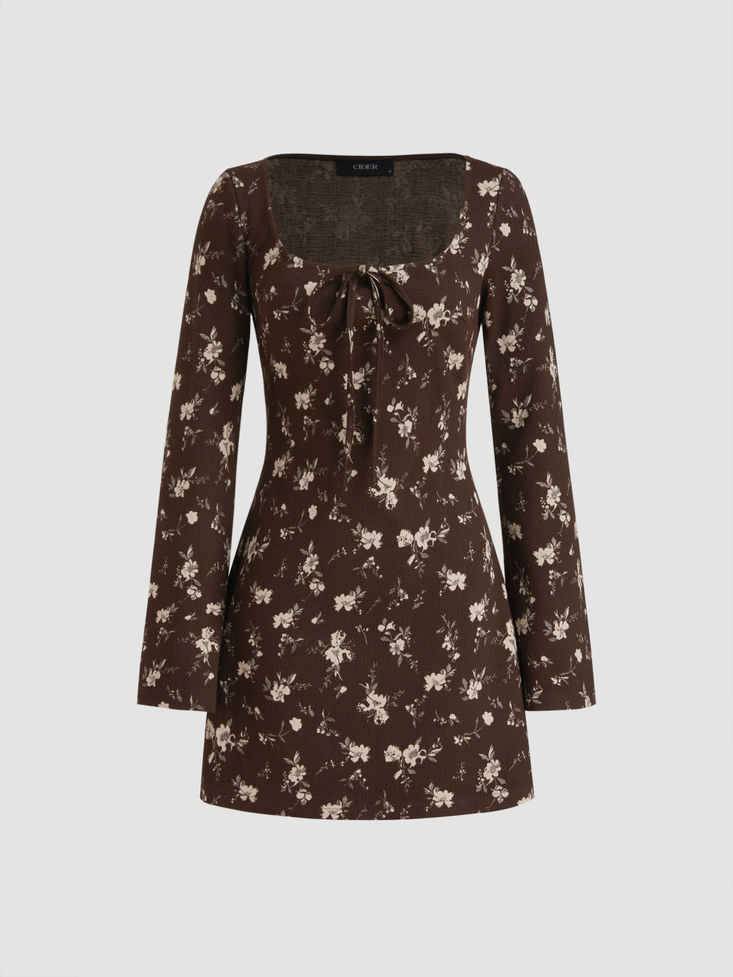 Square Neck Floral Knotted Mini Dress