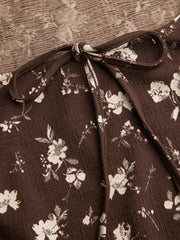Square Neck Floral Knotted Mini Dress