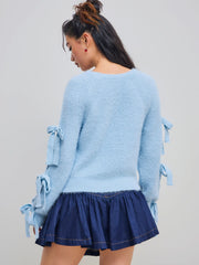 Knit Bowknot Long Sleeve Top