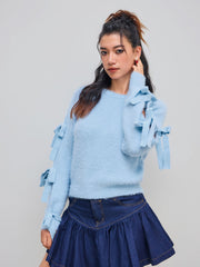 Knit Bowknot Long Sleeve Top