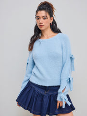Knit Bowknot Long Sleeve Top