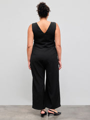 V-neck Bowknot Wide Leg Jumpsuit Curve & Plus