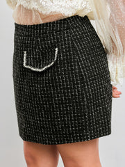 Tweed Mid Rise Mini Skirt Curve & Plus