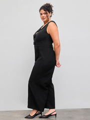 V-neck Bowknot Wide Leg Jumpsuit Curve & Plus