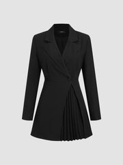 Collar Pleated Mini Blazer Dress