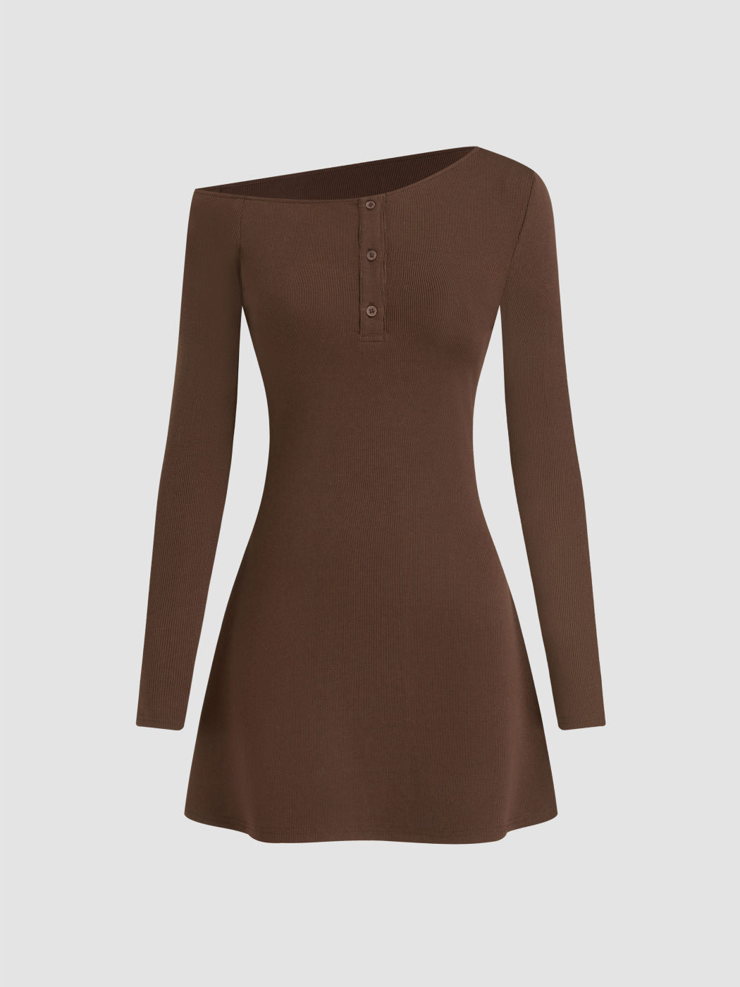 Asymmetrical Neck Solid Mini Dress