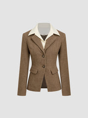 Wool-look Two Tone Houndstooth Blazer