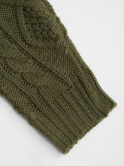 Cable Knit Round Neck Cut Out Knotted Sweater