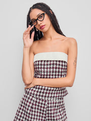 Tweed Ruched Crop Tube Top