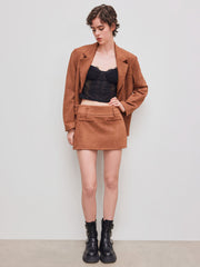 Suede Mid Rise Mini Skirt