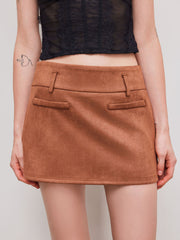 Suede Mid Rise Mini Skirt