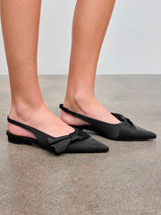 SATIN BOWKNOT SLINGBACK FLATS