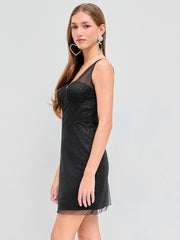 Mesh V-neck Sequin Corset Mini Dress