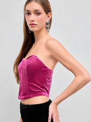 Velvet Zipper Tube Top