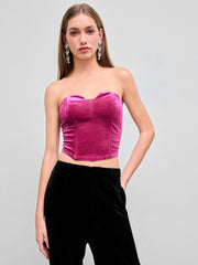 Velvet Zipper Tube Top
