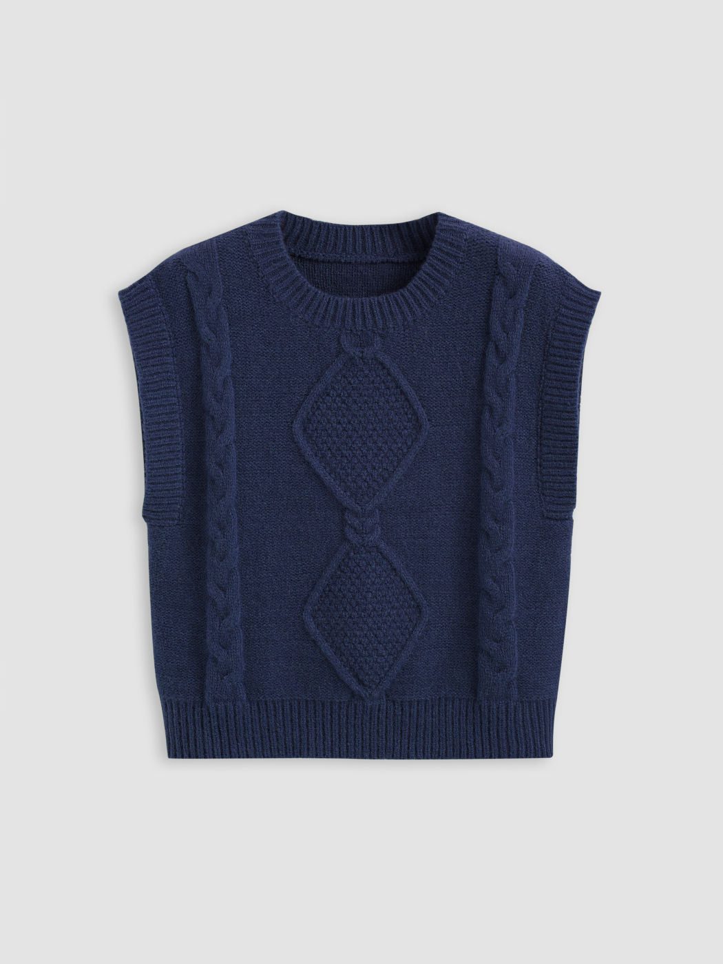 Round Neckline Geometric Knitted Vest